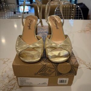 Gold Gisele Block Heel